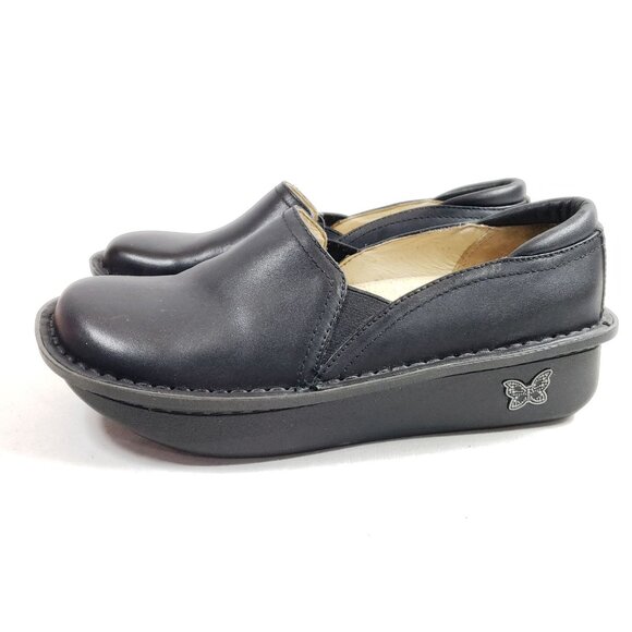 Alegria By Pg Lite Womens Size 6.5 Leather Slip-On Clogs Black - Picture 3 of 9
